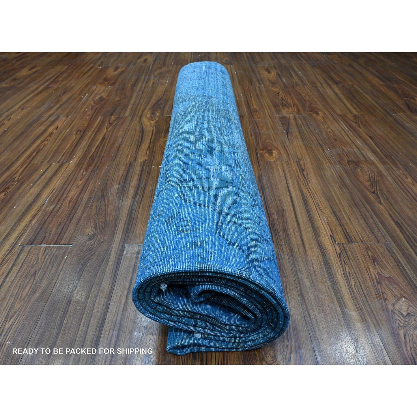 9'7"X13'1" Bayern Blue Overdyed Vintage Zoroastrian Karman Oriental Rug