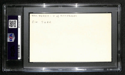 Tom Davies Cfb Hof Signed 3X5 Index Card Pitt
