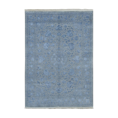 5'7"X7'10" Gray Kishoon Design 250 Kpsi Wool And Silk Hand Knotted Rug
