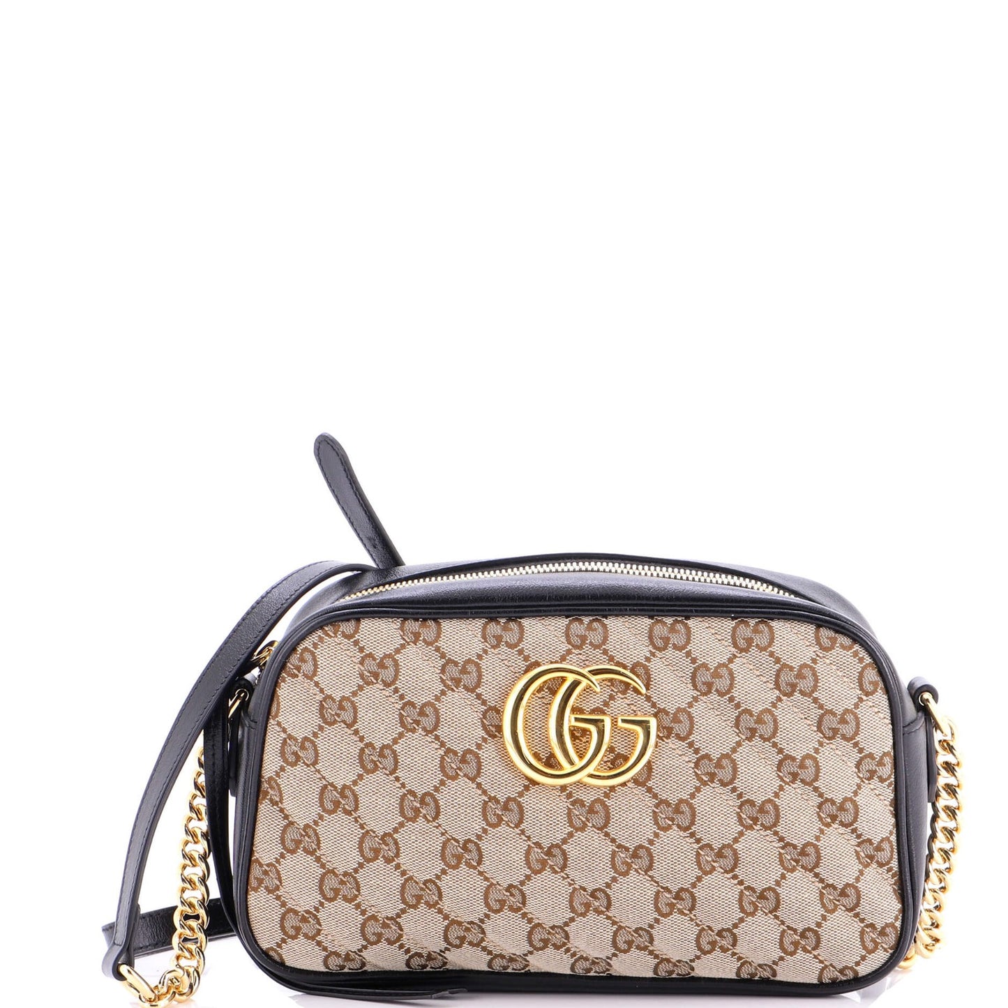 Gucci Gg Marmont Shoulder Bag Diagonal Quilted Gg Canvas With Leather Small