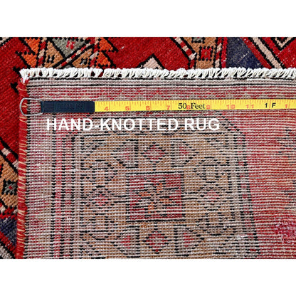 2'3"X9'3" Red Vintage Zoroastrian Tebraz Pure Wool Hand Knotted Runner Rug