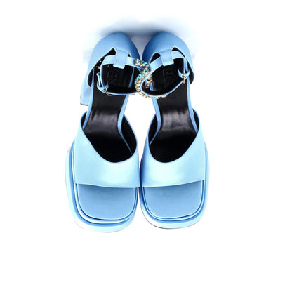 Versace Women'S Medusa Aevitas Platform Sandals Satin With Crystals