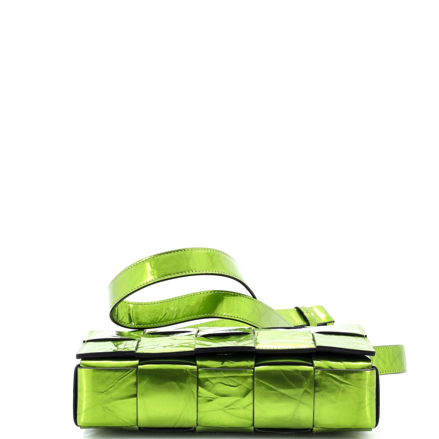 Bottega Veneta Cassette Crossbody Bag Maxi Intrecciato Crinkled Metallic Leather