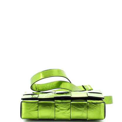 Bottega Veneta Cassette Crossbody Bag Maxi Intrecciato Crinkled Metallic Leather