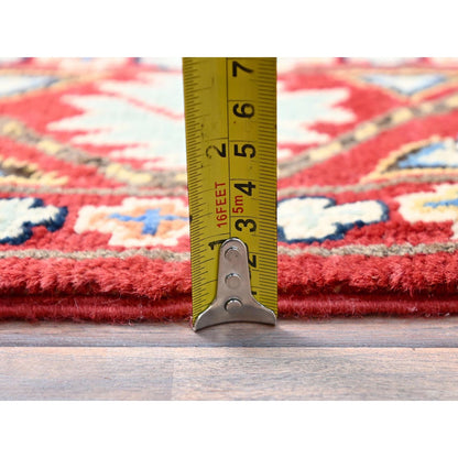 2'7"X8' Red Hand Knotted Afghan Ersari Special Kazak Wool Wide Runner Rug