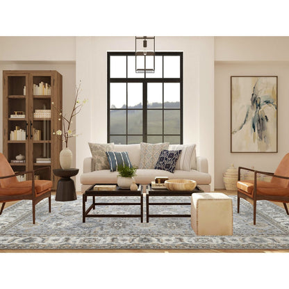 9'X12' Stardew Gray Karjihooz 100% Wool Geometric Hand Knotted Rug
