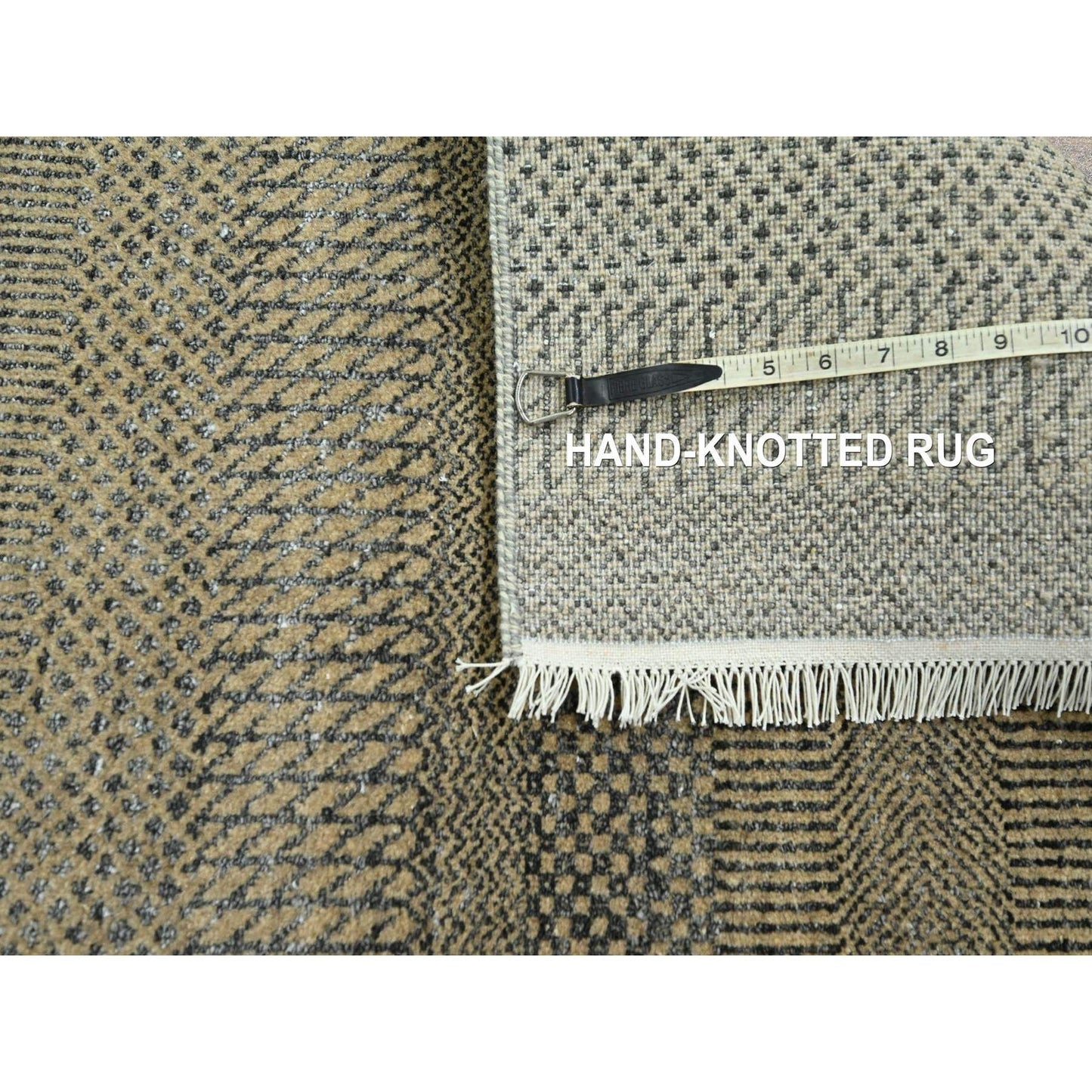 2'6"X20'4" Brown Modern Grass Design Hand Knotted Wool & Silk Runner Rug