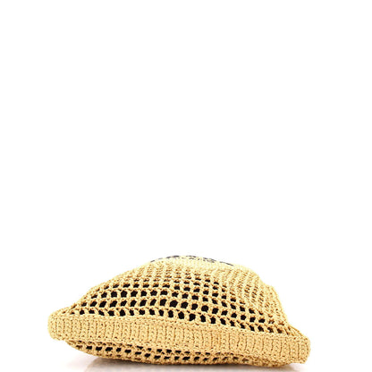 Prada Triangle Logo Open Tote Raffia