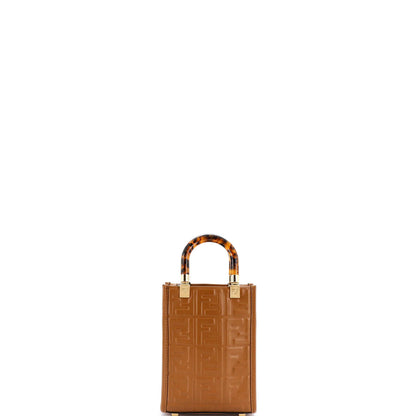 Fendi Sunshine Shopper Tote Zucca Embossed Leather Mini