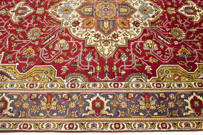 Hand-Knotted Vintage Oriental Rug Red Traditional