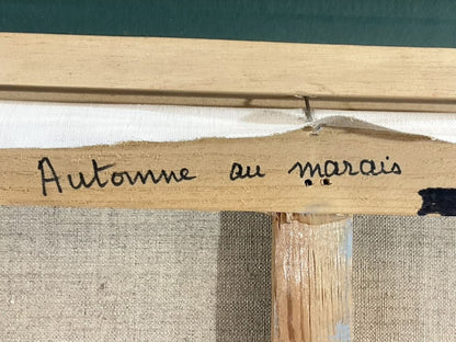 Framed Escudie Original Oil Painting 15F Autumn Lake French Landscape Large