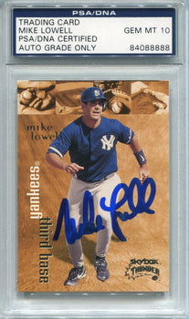 Mike Lowell Autographed 1998 Skybox Thunder Rookie Card (PSA/DNA)
