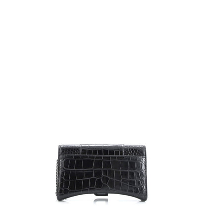 Balenciaga Hourglass Crossbody Bag Crocodile Embossed Leather Xs