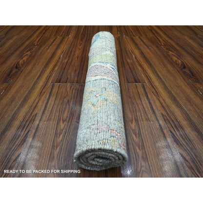 2'X3'1" Gray Birds Of Paradise Peshawar Hand Knotted Oriental Mat Rug