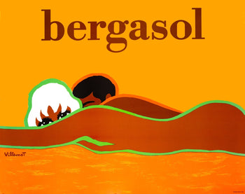 Bergasol By Villemot Original Authentic 1976 Italian Beach Poster