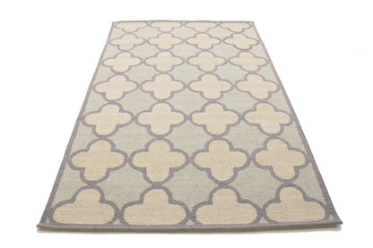 Cream & Mauve Trellis Design 5X8 Hand-Tufted