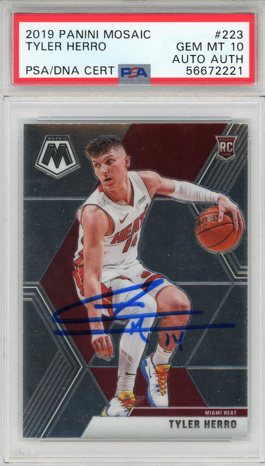 Tyler Herro Autographed 2019 Panini Mosaic Rookie Card #223 (Psa)