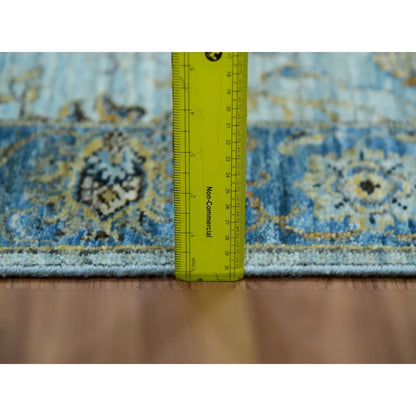 2'8"X24'1" Blue Wool Shah Abbas Floral Design Hand Knotted Xl Runner Rug