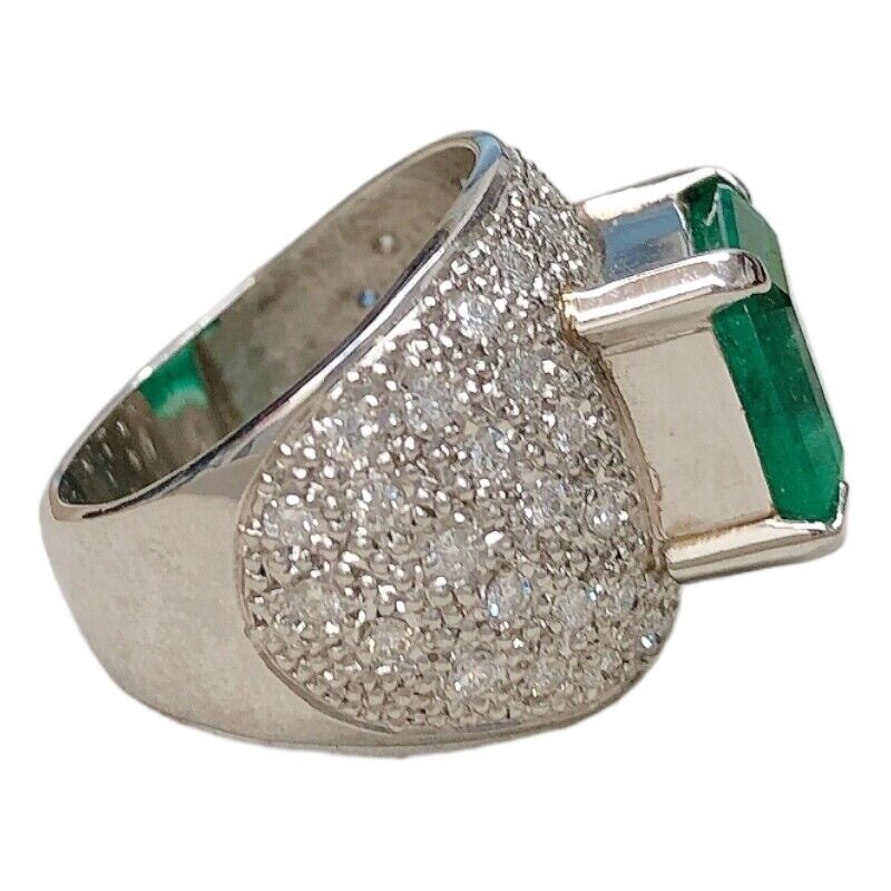 Rings Emerald Diamond Platinum Pt900