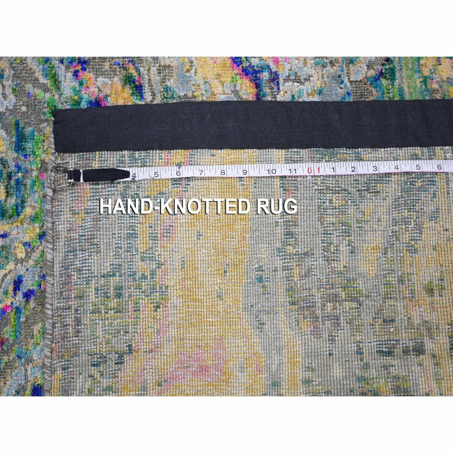 2'9"X8'2" Colorful Sari Silk With Textured The Lava Design Runner Rug