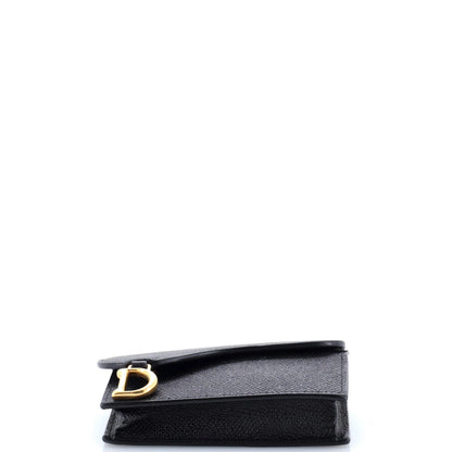 Christian Dior Saddle Lotus Wallet Leather Mini