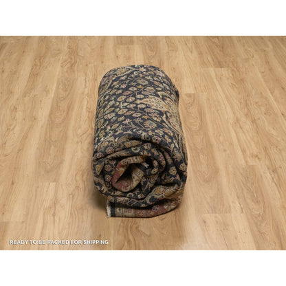 8'X9'10" Black Hand Knotted Kishoon Revival 300 Kpsi Rug New Zealand Wool