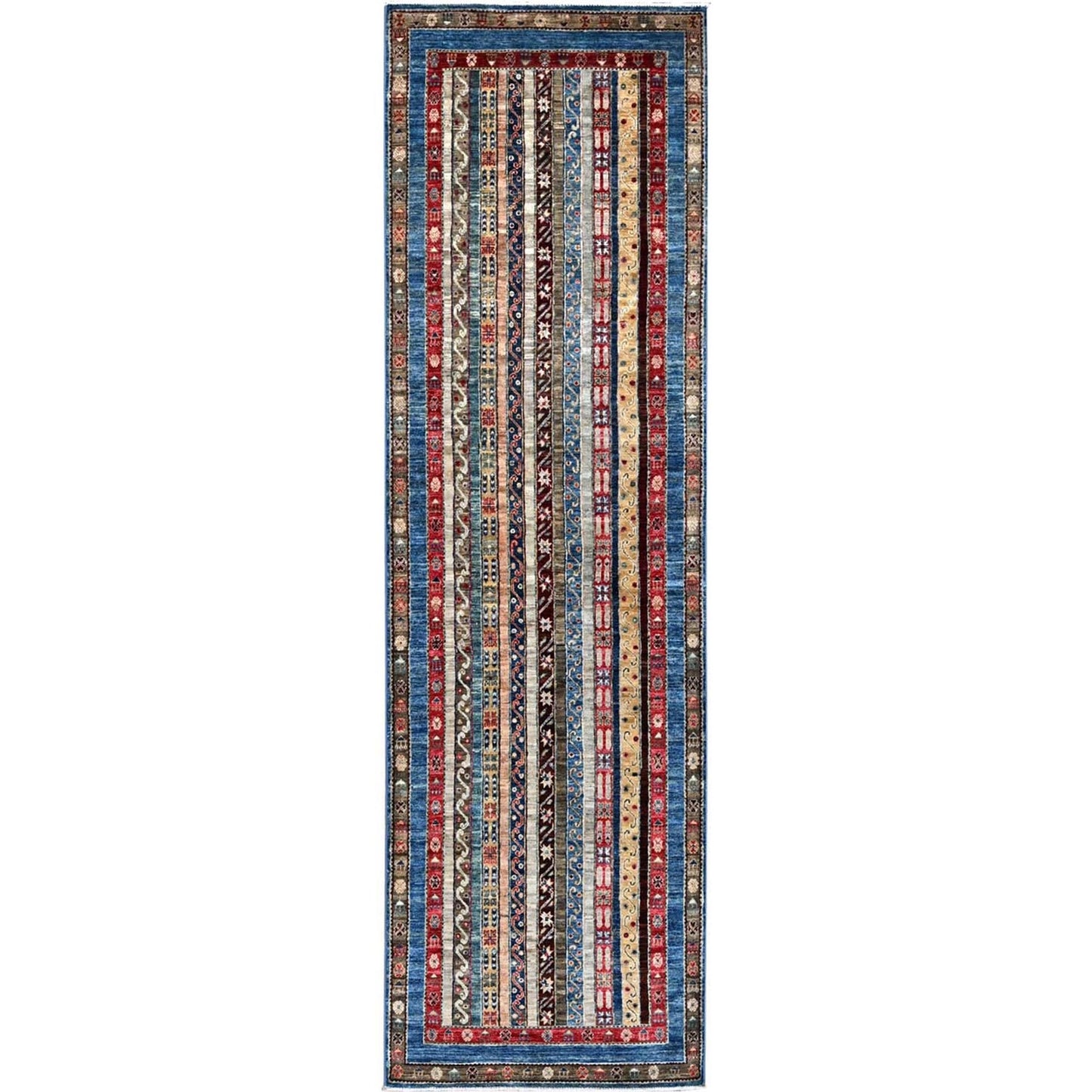 2'10"X9'9" Frosted Almond Ivory Super Kazak Shawl Hand Knotted Runner Rug