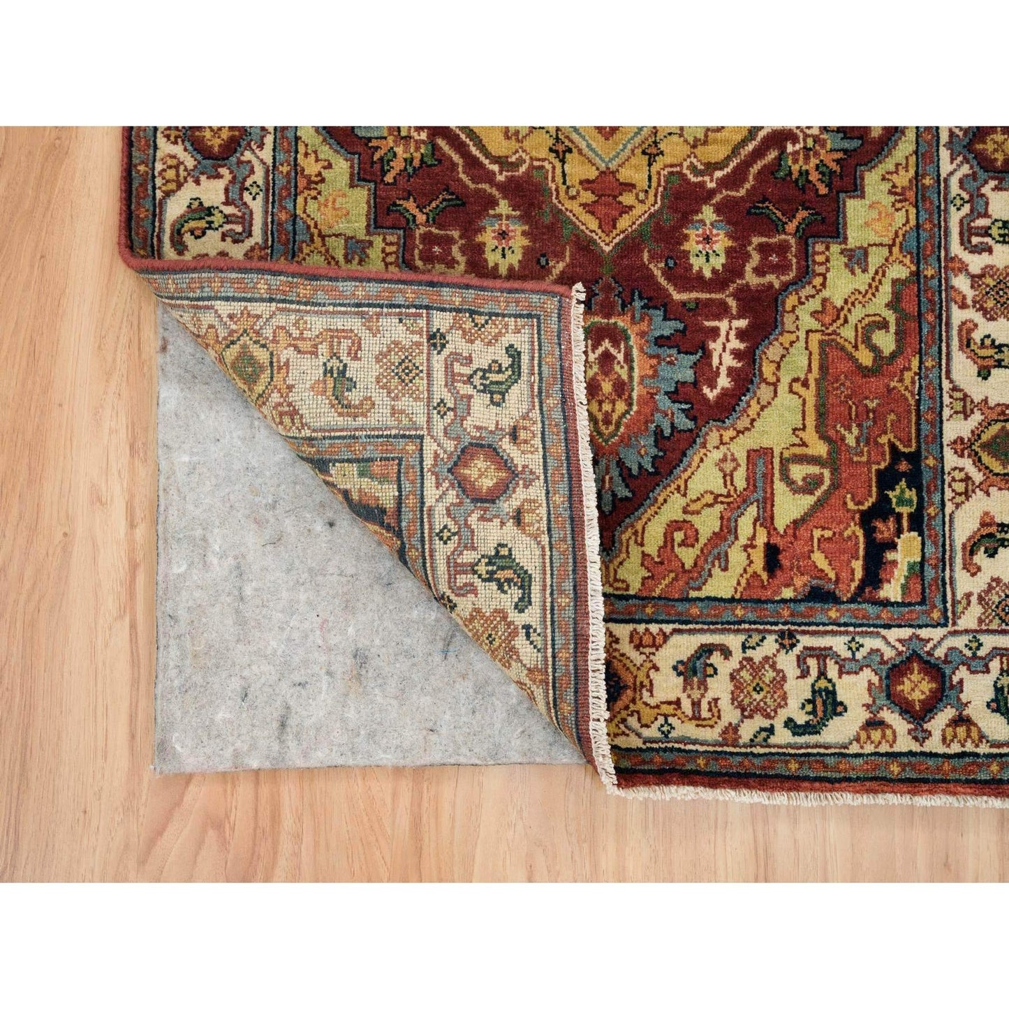 2'7"X12' Red Fine Heris Re-Creation Wool Hand Knotted Runner Rug