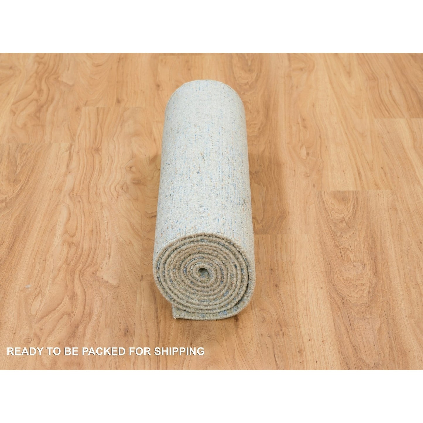 2'6"X10' Gray Wool And Silk Modern Jacquard Hand Loomed Runner