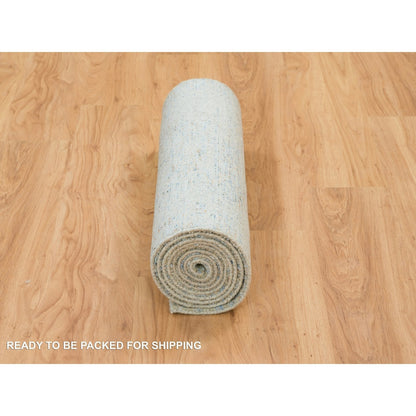 2'6"X10' Gray Wool And Silk Modern Jacquard Hand Loomed Runner