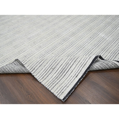 12'1"X15'1" Ivory Modern Design Wool & Silk Hand Loomed Oversized Rug