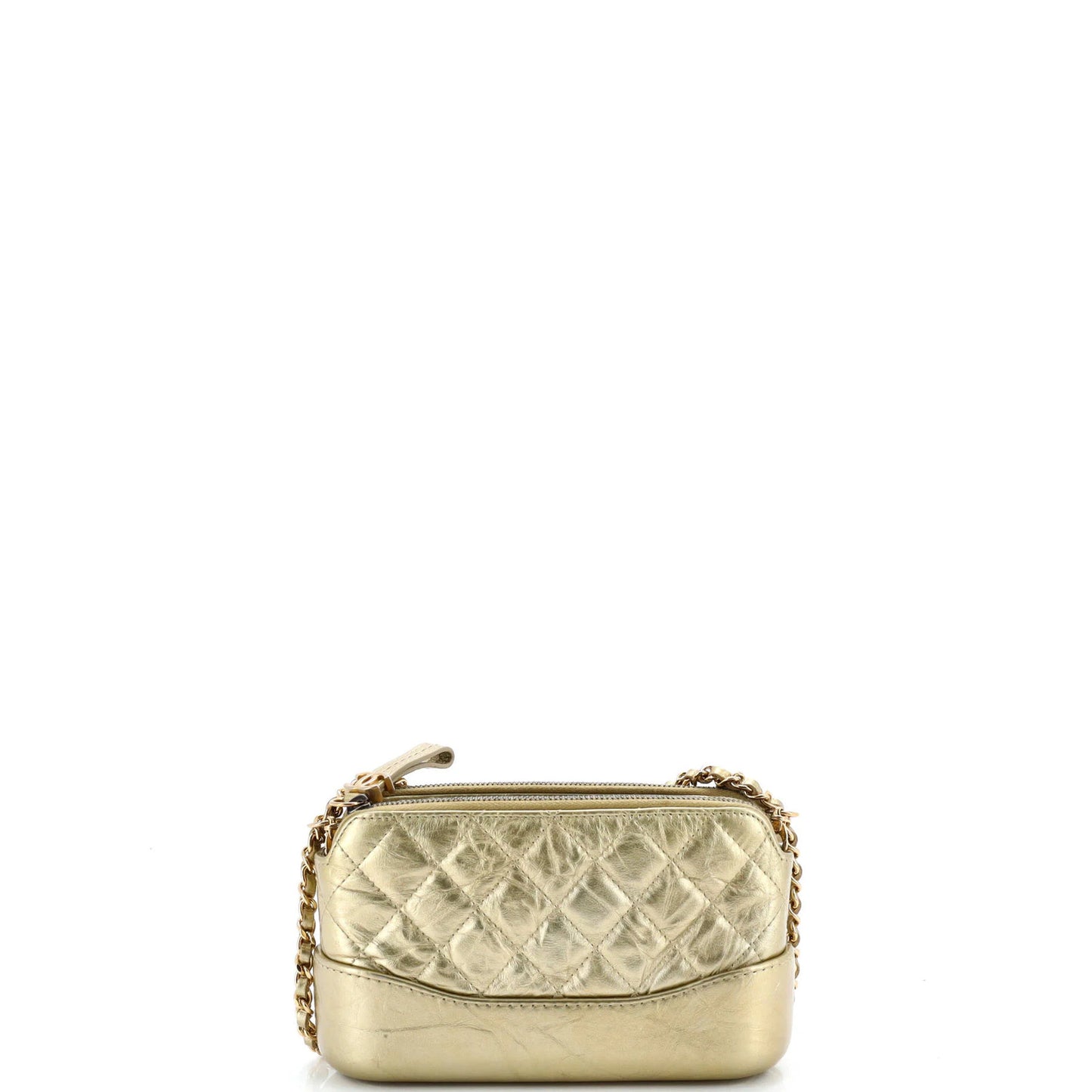 Chanel Gabrielle Double Zip Clutch With Chain Quilted Aged Calfskin