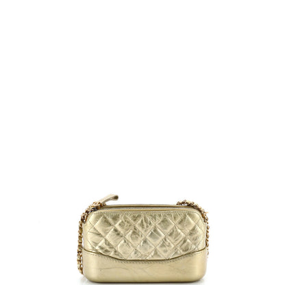 Chanel Gabrielle Double Zip Clutch With Chain Quilted Aged Calfskin