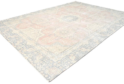9X12 Ft Antique Hand-Knotted Muted Floral