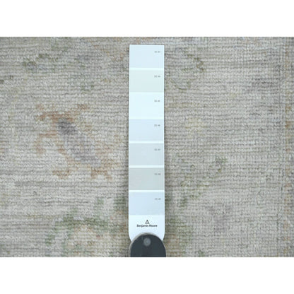 2'10"X5'9" White Hand Knotted Angora Oushak Leaf Design Wool Runner Rug