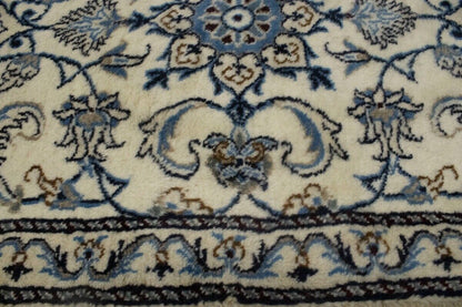 Small Cream Nain Oriental Rug Handmade Plush