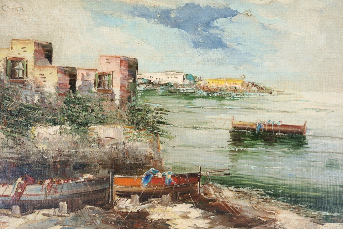 Alberto Corsini Napoli Harbor View Signed Original Oil Painting Italian Sea