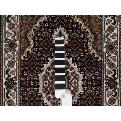 2'X3' Black Tebraz Mahi With Medallion Design Wool Hand Knotted Small Rug
