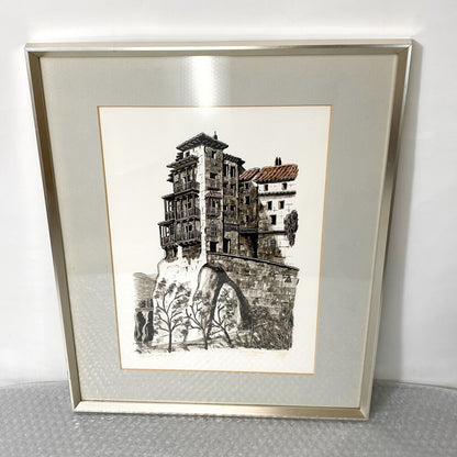 Martin Hidalgo (Spain) - Madrid Original Painting Gouache On Paper Signed Framed