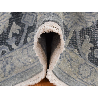 9'X11'8" Ash Gray Oushak Influence Pure Silk With Wool Hand Knotted Rug
