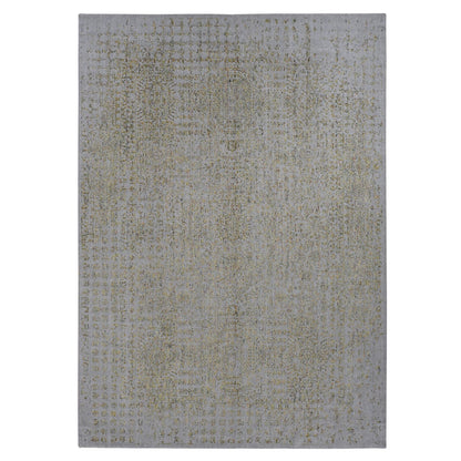 9'10"X14' Silk Gray Broken Mamluk Design Hand Loomed Wool And Silk Rug