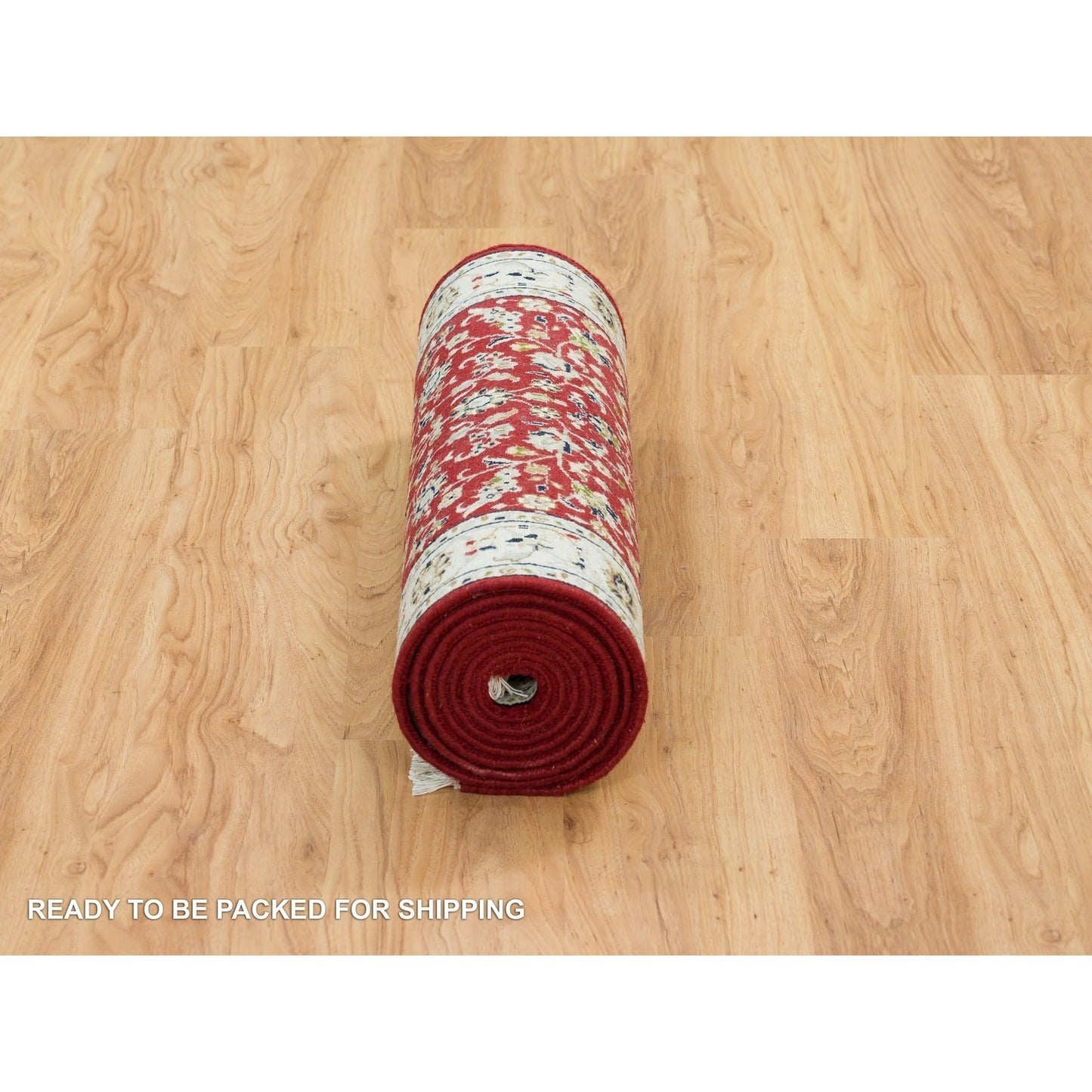 2'7"X10'5" Red Hand Knotted Nain Design 250 Kpsi Soft Wool Runner Rug