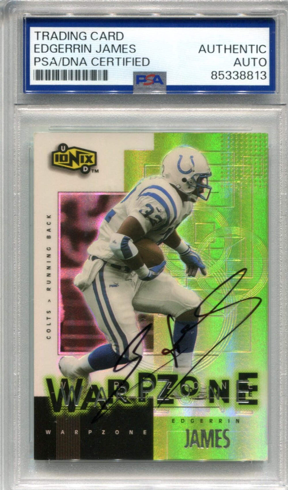 Edgerrin James 2000 Upper Deck Warpzone #Wz4 Psa Auto Auth Card