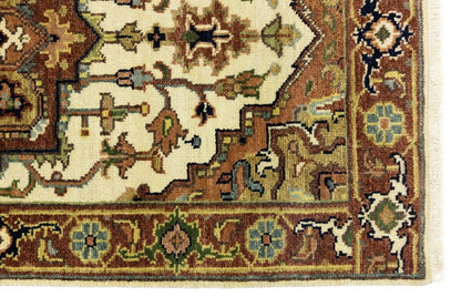 Heriz Serapi Oriental Runner Rug Geometric Design