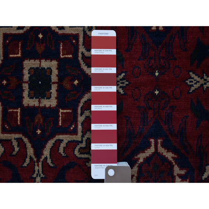 10'X13'8" Red Afghan Khamyab Soft Wool Geometric Design Hand Knotted Rug