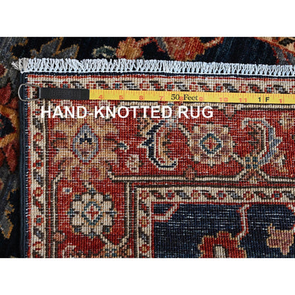 2'6"X7'9" Yale Blue Heris All Over Design Hand Knotted All Wool Runner Rug