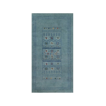 2'3"X4'5" Blue Modern Lori Buft Animal Figurine Wool Hand Knotted Mat Rug