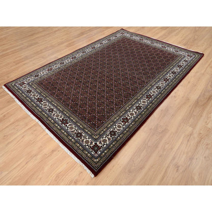 5'9"X8'9" Red Herrita Hand Knotted 175 Kpsi Wool And Silk Oriental Rug