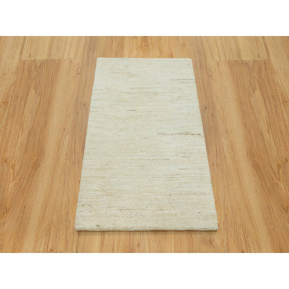 Rug 2'x3' White Denser Weave Wool Soft Touch Hand Knotted Runner Oriental