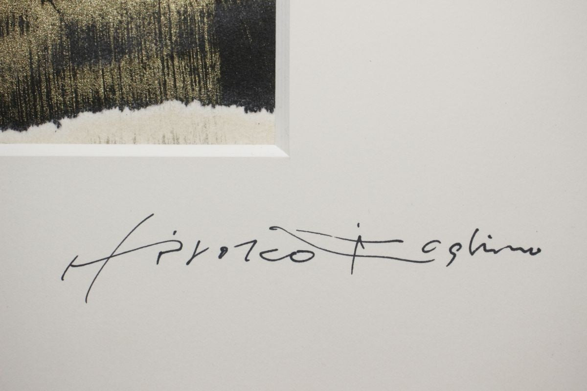 Hiroko Koshino Original Abstract Painting Gold & Black Signed Japanese Artist